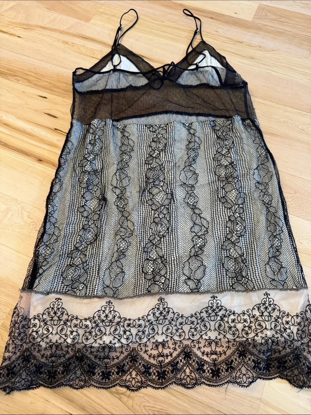 Elise Aucouturier-Black Lace Mini Dress-Camisole Tank Made In France-Y2K
